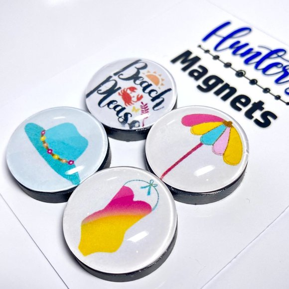 Set of 4 Magnets - Beach Please Glass Refrigerator Kitchen Whiteboard - Picture 3 of 3